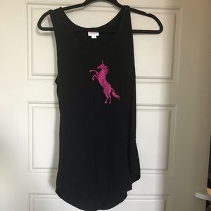 Lularoe Black tank with Unicorn design Size Small